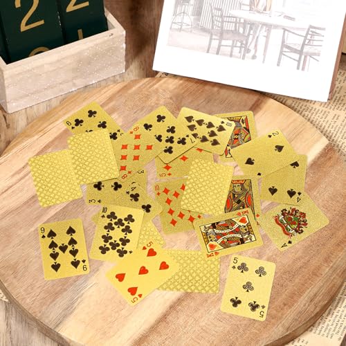 2 Barajas Mini Cartas de Poker Impermeables Doradas miniatura 4