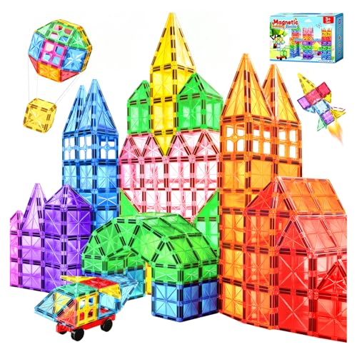WOOBLO Magnetische Bausteine  Magnetbausteine Magnetspiel Montessori Spielzeug ab 3 Jahre Magnete Spielzeug ab 3 4 5 Jahre Bausatz Geschenk für Kinder Jungen Mädchen