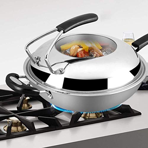 HAMIMI Stainless Steel Frying Pan, Non-stick Scratch Resistant, Plastic Handle With Handle Coating Barbecue pot (Size : 32cm)