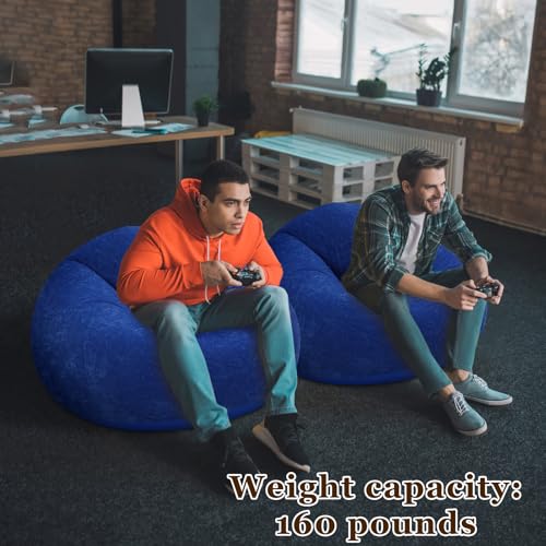 Image of Realspring Inflatable Bean Bag Chairs Outdoor Blow up Camping Chairs Inflatable Lazy Sofa Folding Portable Bean Bag Loungers Couch for Movie Night(Dark Blue,12 Pcs)