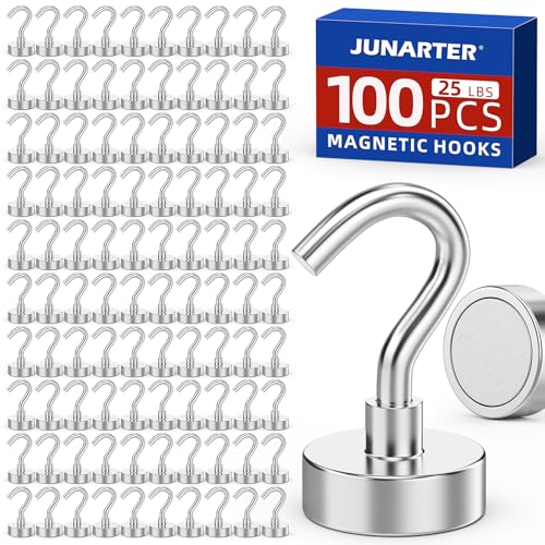 Image of Magnetic Hooks,100 Pack Magnetic Hooks for Cruise Cabins | 25lbs Magnet Hooks, Strong Magnetic Hook Heavy Duty, Magnets with Hooks, Metal Magnetic Hook for Hanging, Refrigerator, Grill