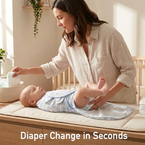 Image of GLLQUEN BABY Newborn Swaddles with Zipper, 0-3 Months, Adjustable Hook&Loop | 3-Pack, Baby Boy Swaddles Organic Cotton Womb-Like Nursery Swaddling Blanket reduces startle reflex, Soft & Skin-Friendly