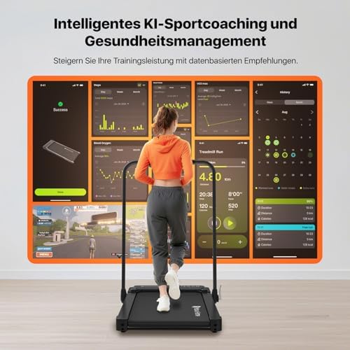 Bild 3 - Mobvoi Home Laufband Plus Intelligente KI 3-in-1, klappbares Laufband, 2,5 PS, Lauf-und Gehgerät für unter den Schreibtisch, LED-Display, Lautsprecher, große Lauffläche, TicSports APP, 120kg, 12km/h