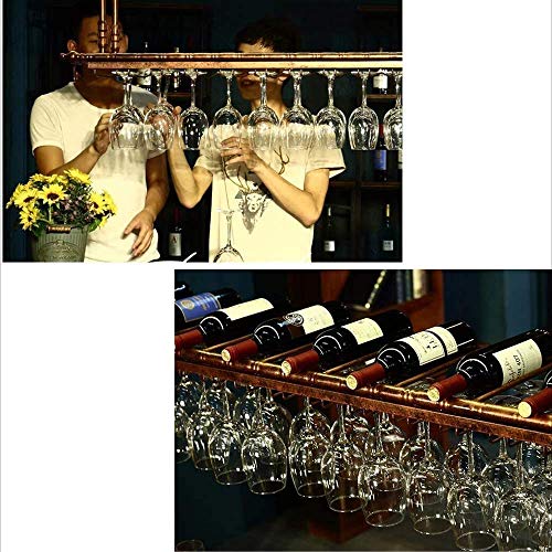 Porte-vin mural rustique de plafond en métal robuste 150cm - 6