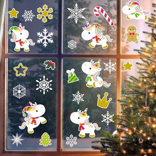 Glitzkind Fensterbilder Weihnachten Einhorn | Weihnachtsdeko...