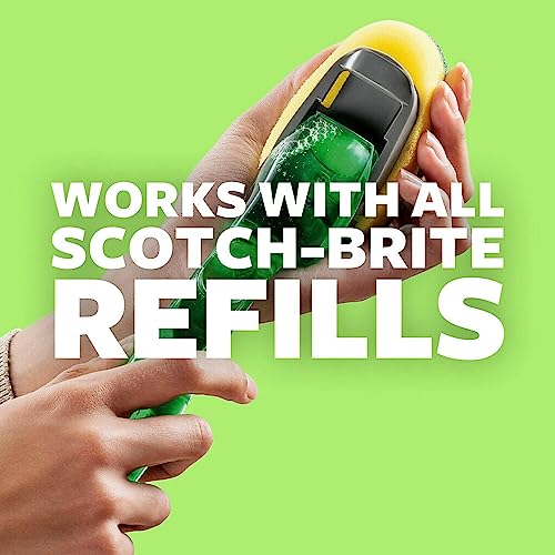 Image of 3M Scotch-Brite Soap-Dispensing Dishwand, 2.5 X 9.5, Yellow /green, 4 /carton