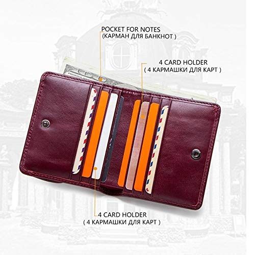 Leather ladies wallet, short multi-function card holder, coin purse, clutch-红色4