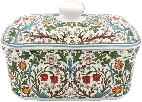 The Leonardo Collection LP94542 William Morris Pattern Blackthorn Butter Dish, Fine China, Boxed