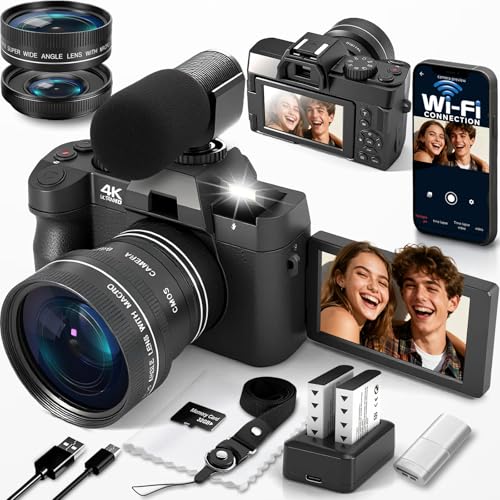 Fotocamera digitale 4K per fotografia con WiFi Vlogging Camera per