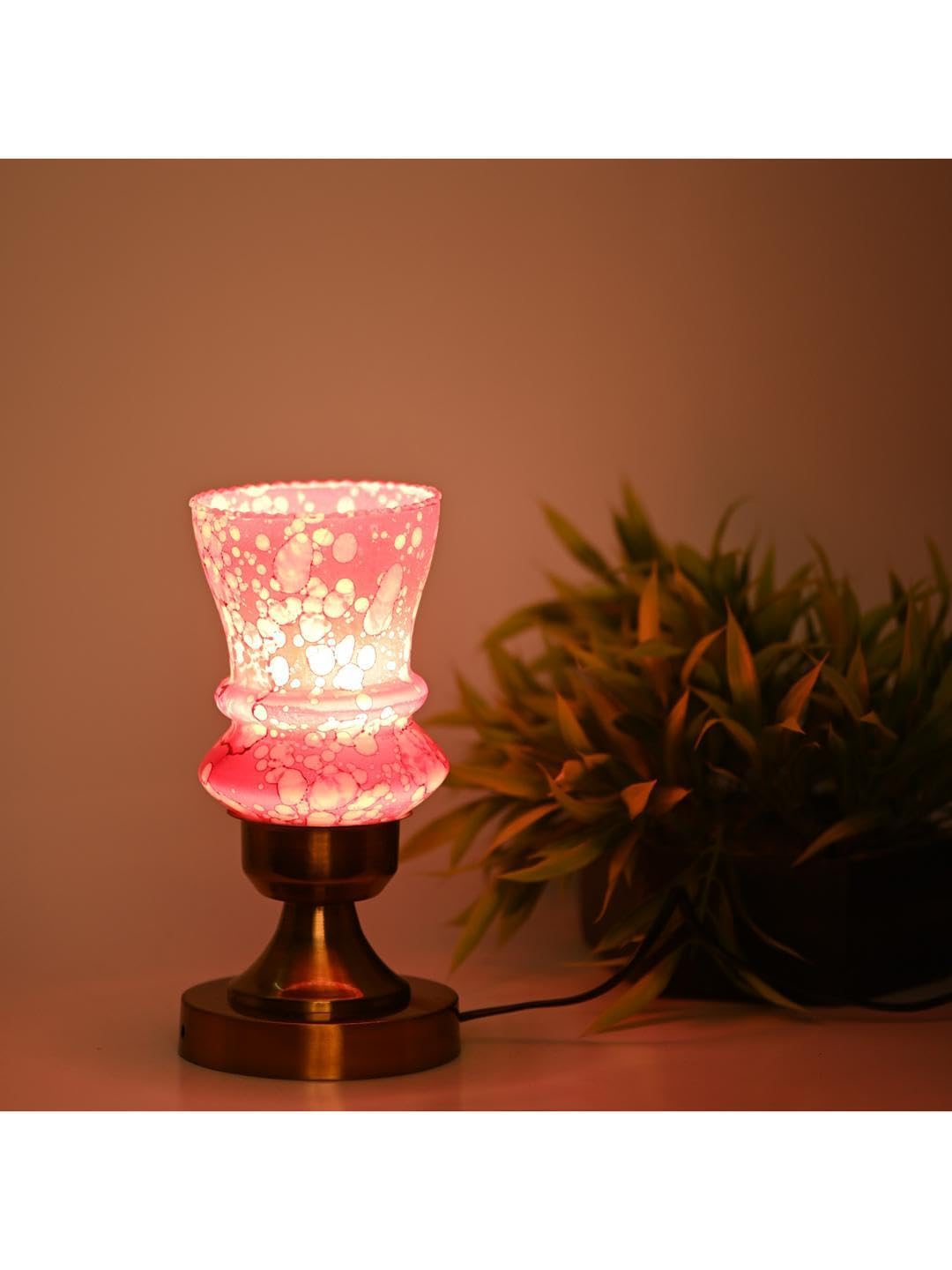 AFAST Glass Table Lamp with Decorative Glass Shade and Metal Fitting - Elegant Pink Design, Perfect for Any Room, Dimensions: 10 X 10 X 25 CM -A202-picture-13