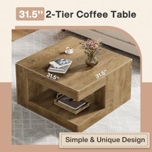 Image of Tribesigns Coffee Table for Living Room, 31.5 inch Square Center Tea Table
