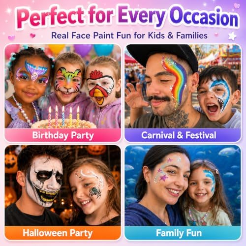 76 Colors Face Painting Kit for Kids Water Based Makeup Face Paint palette - 5