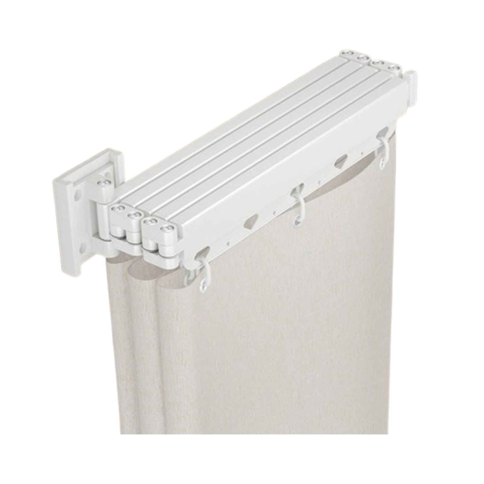 Tringle à rideau de douche pliante, nouveaux ensembles de rideaux de douche rétractables muraux, vestiaire Portable bricolage, sans perceuse, résistant(White Set,3-Fold)