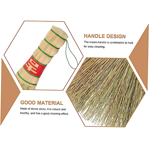 Baluue Stubenbesen Hausbesen Terassenbesen Cleansing Brush Strohbesen Kurzgriffbesen Schneebesen Mit Kleiner Hand Dekorativer Besen Asiatischer Besen Retro-Besen Haushaltsbesen Autobürste Sorghumgras – Bild 6
