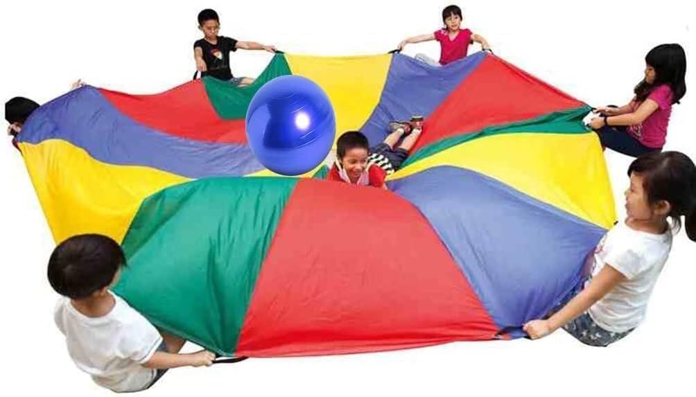 Group Outdoor Games Play Rainbow Parachute with Balance Ball, Toddler Colour Perception Game Colour Parachute, Team Outdoor Party Games(3.6m/11.81ft)