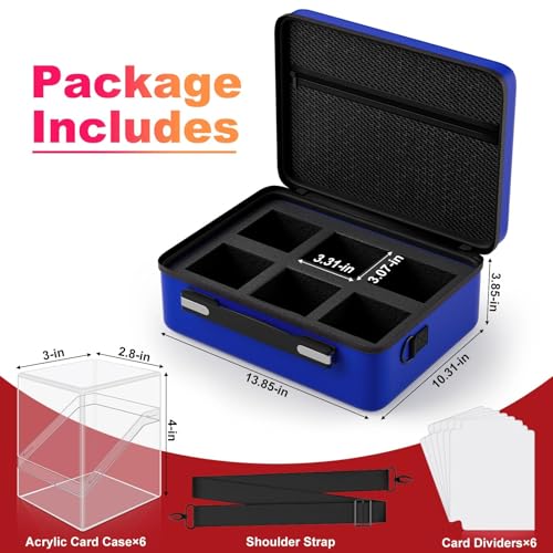 Image of Proijeut Card Deck Box with Portable Case, 6 Pack Clear Commander Deck Box with 6 Dividers, Holds 600+ Double Sleeved Cards, Fit for MTG, YuGiOh, TCG (Blue)