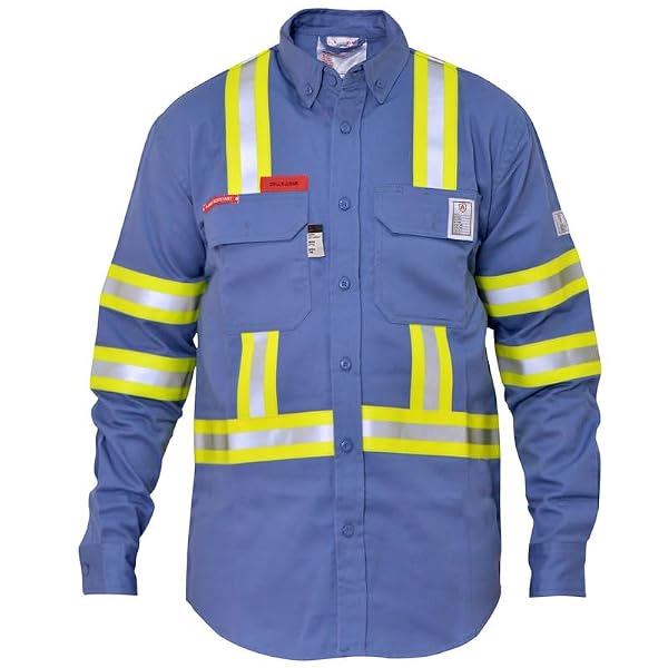 Small FR Shirt for Men Cat-2 Flame Resistant Shirt with High Visibility Reflective Tapes ATPV 8.7 Cal NFPA 70E Compliant by SALUS WEAR - Image 4