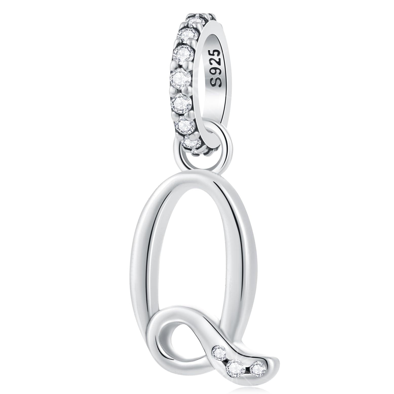 GLOWDAS Letter Charms Initial A to Z Necklace Pendant, 925 Sterling Silver Alphabet Beads and Ampersand & Charm fit European DIY Bracelet, Gifts for First Mothers Day/Christmas