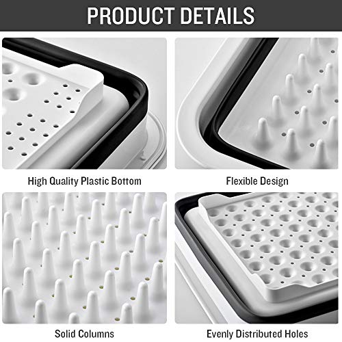 KKmoon Escorredor de pratos Escorredor de pratos dobrável Bandeja de drenagem Escorredor com escorre