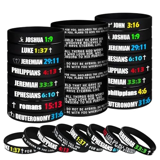 96 Pieces Bible Verses Silicone Bracelets Religious Rubber Wristbands Inspirational Messages Wrist Bands Colored Silicone Presents Bible Wristbands for Men Women Teenagers Teachers