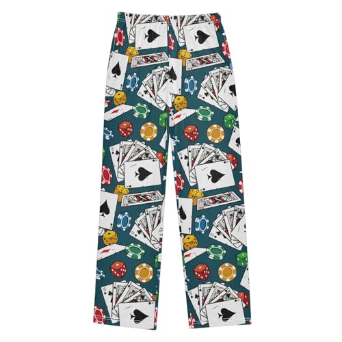 ZZKKO Poker Chips Dice Playing Cards Boys Pants for Kids Jogger Pants with Pockets S-XL