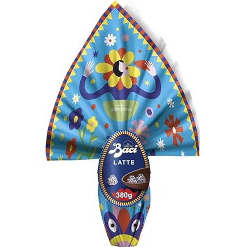 Immagine del prodotto BACI PERUGINA Maxi Uovo di Pasqua 2024 collezione Design Cioccolato al Latte con granella di Nocciole con Sorpresa e 3 Cioccolatini 380g
