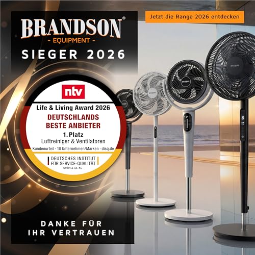 Brandson - Standventilator mit Fernbedienung Standlüfter - Ventilator höhenverstellbarer Standfuß - Neigungswinkel verstellbar - 50W - 3 verschiedene Geschwindigkeitsstufen - Oszillationsfunktion 80° 6