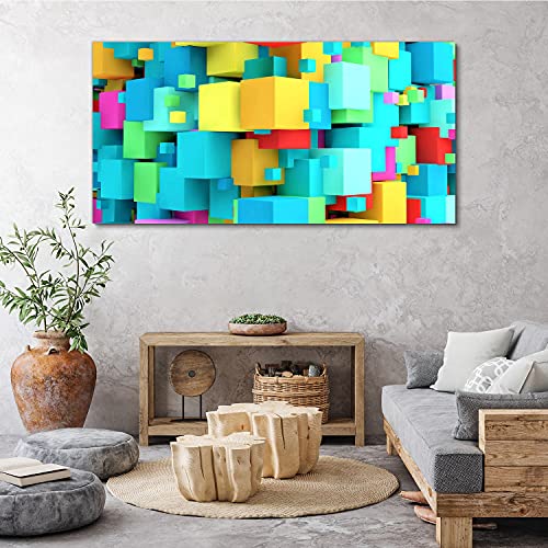 Impression sur toile Cubes de qualité supérieure en format 140x70cm - 4