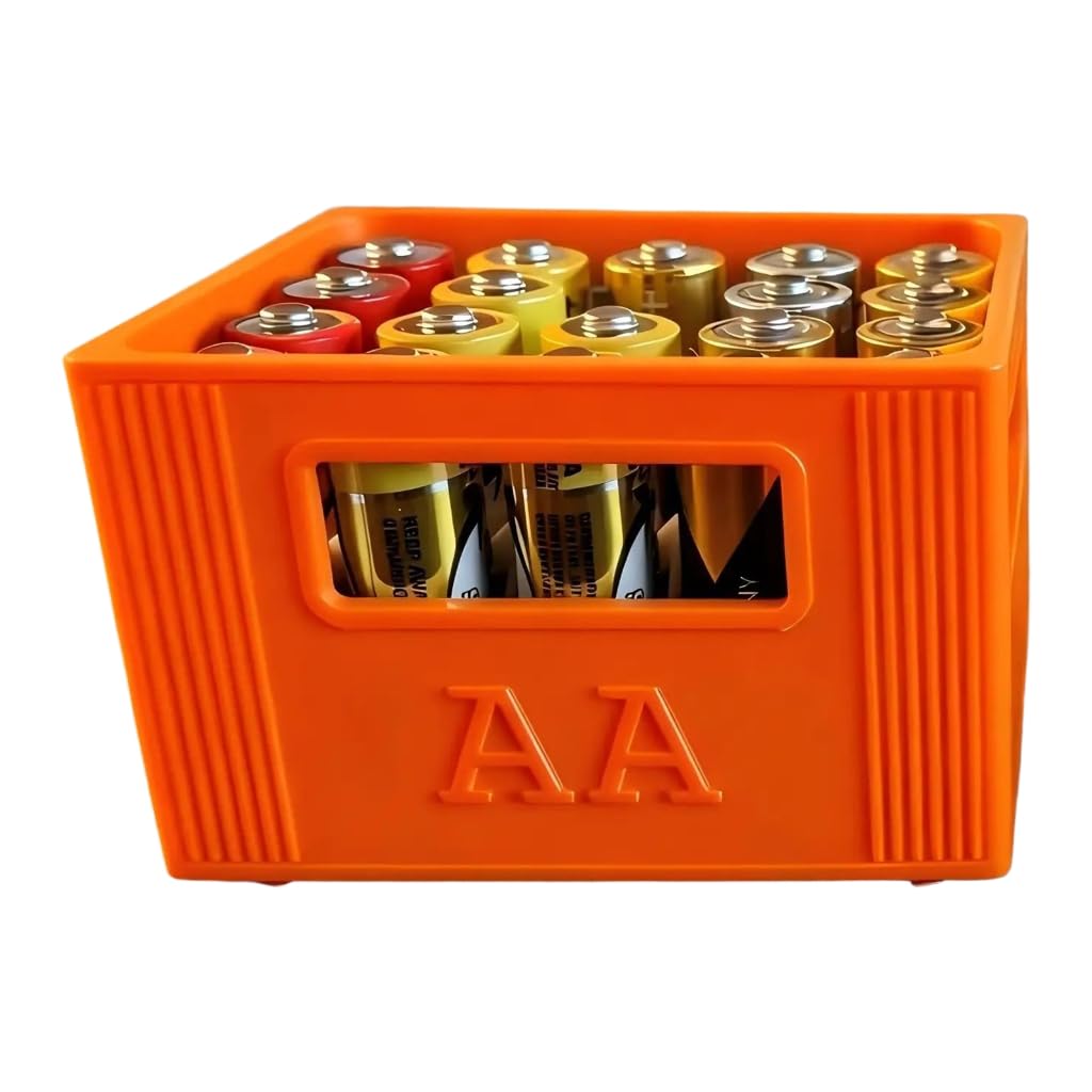 Elnwnnkc 3D Printed Battery Organiser Holder Stackable Battery Storage Box Holds 30 3A Or 20 2A Batteries for Home