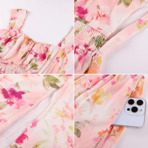 Image of GRACE KARIN 2026 Women's Summer Floral Wedding Guest Dress,Beach Flowy A Line Maxi Off Shoulder Bridesmaid Dresses