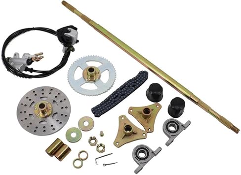 740mm 29 Inch Go Kart Rear Axle Kit With Brake Hub Disc Rotor T8F Chain Sprocket Compatible With Drift Trike Cart Compatible Wheel Hub Set Assembly
