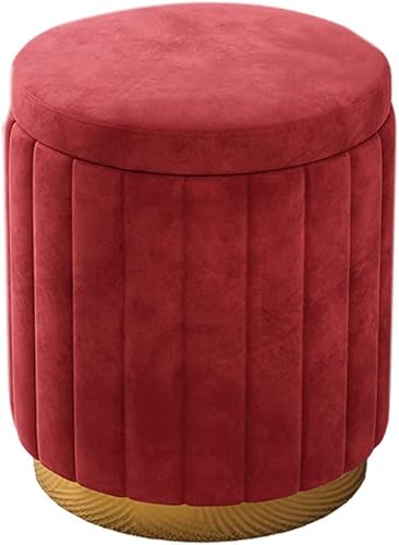 Miniatura 9 de Otomana tapizada redonda de terciopelo | Otomana con almacenamiento para sala de estar y dormitorio | Muebles decorativos para el hogar, verde