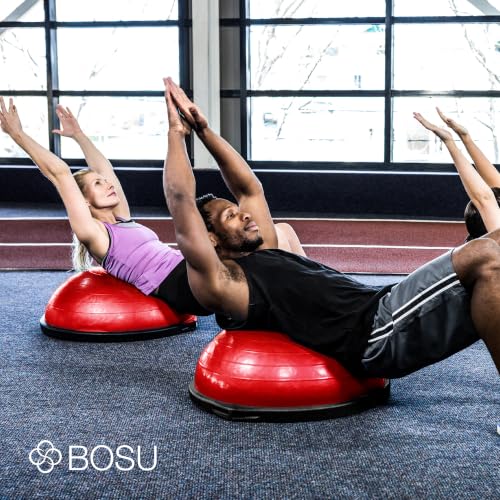 Image of Bosu Balance Ball Exercise Trainer, Home Gym Equipment w /Guided Workouts & Pump, 26 inch Inflatable Fitness Platform for Strength Training, Standing, Balancing, and Core Workout