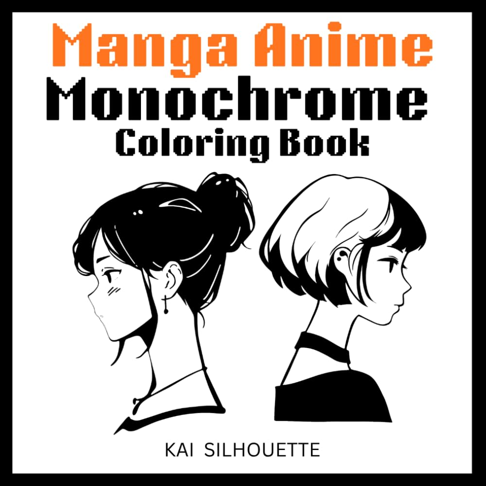 Manga Anime Monochrome Coloring Book: One Color Ink Tracing Coloring Grayscale Line Art Book