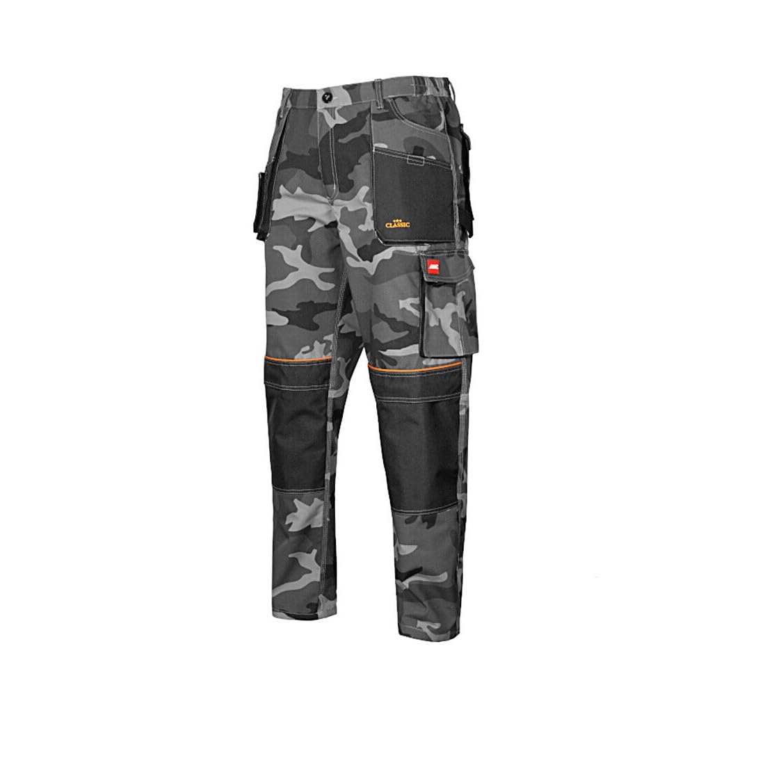 Agritrade AK Classic Men's Work Trousers, Workwear Protective Pants, Multipockets, Reinforced Professional Sewing Abrasion Resistance - Camouflage Pattern