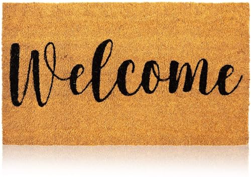 Juvale Natural Coir Doormat, Welcome Mat - Front Door Mat (30 x 17 in)