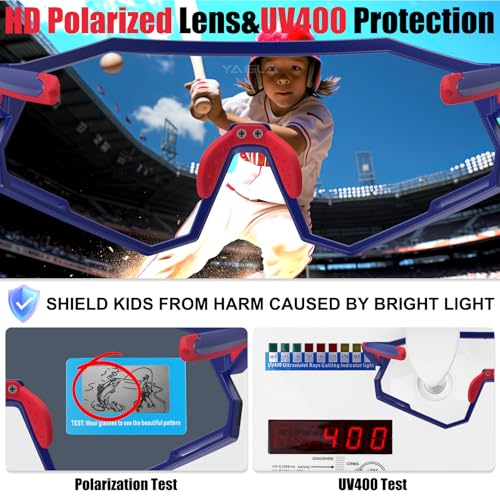 Polarized Kids Sunglasses Youth Baseball Sunglasses UV400 6-14 Boys Girls Sports Sun Glasses Shade for Softball Cycling4