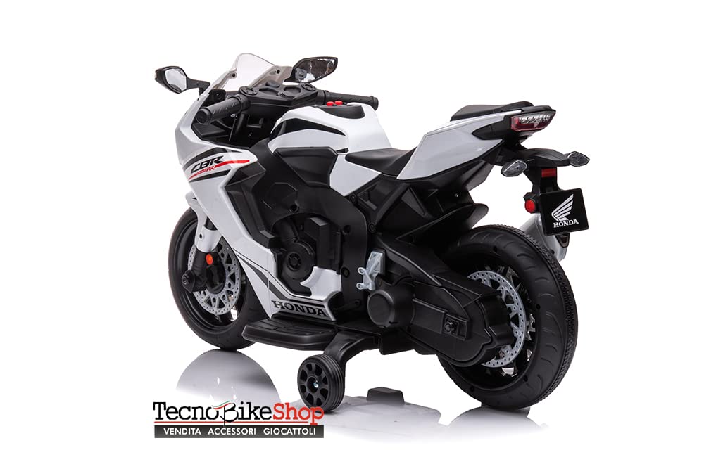 Moto Motocicletta Elettrica per Bambini Honda CBR 1000 RR 12v - Rotelle Luci Led Suoni (Bianco)