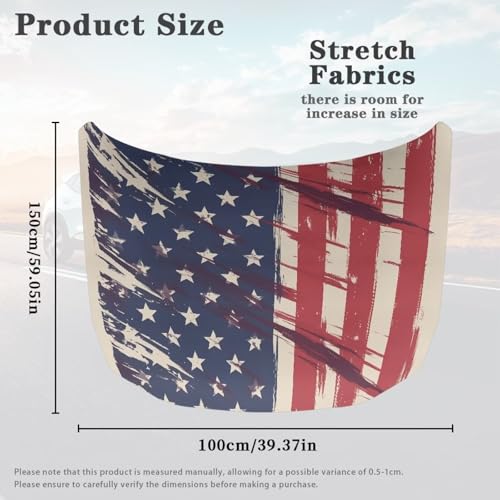 Image of Retro American Flag Car Hood Protector, Can be Washed Splash Abstract Art US Flag Automotive Exterior Accessories for Car Hood Decoration and Protection(3X5FT)