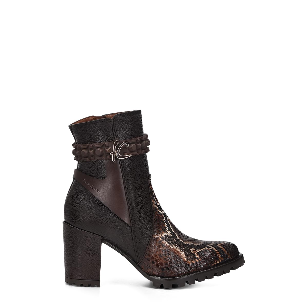FRANCO CUADRA Womens Bootie in Genuine Python Leather Brown Chocolate 6G0PBRS