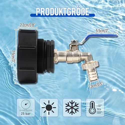 Robinet de vidange IBC 3/4 S100x8 pour cuve eau pluie - 4