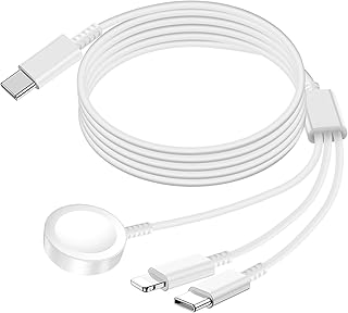 𝐔𝐩𝐠𝐫𝐚𝐝𝐞𝐝 Charger for Apple Watch 3 in 1 Charging Cord for iWatch & iPhone & Android Devices Magnetic Wireless Charging Dock Compatible with iWatch Series 10/9/8/7/6/5/SE/Ultra (1.2m, White)