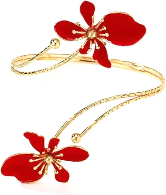 COLORFUL BLING Adjustable Gold Flower Floral Arm Cuff Bracelet Bangle Armband Upper for Women Statement Arm Jewelry Gift