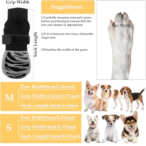 4 Stück Hundesocken Anti Rutsch, Antirutschsocken Hund Doppelseitige mit Verstellbaren Riemen Socken Für Hunde Indoor Anti Rutsch, Hunde Socken Schuhe Haustierpfoten Schutz (M)