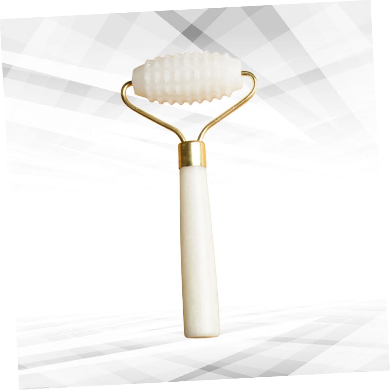 COLLBATH Natural Crystal Facial Massager Jade Roller Face Care Tool Ergonomic Metal Pole Compact for Travel