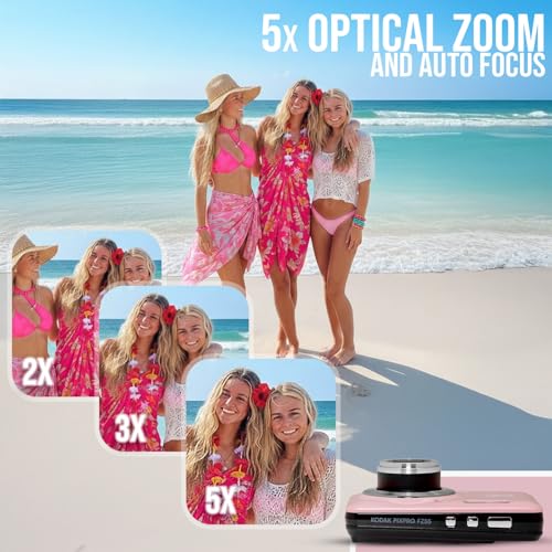 Image of Kodak Pixpro FZ55 16MP 1080p 5X Optical Zoom Digital Camera Pink (Pink) | 16.35MP Sensor, 1080p Full HD Video, 2.7 LCD, Rechargeable Li-Ion Battery