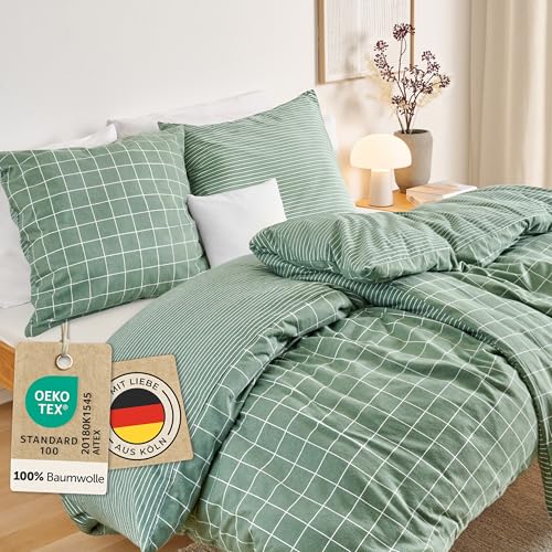 Blumtal Biber Bettwäsche 135x200 + 80x80 cm Baumwolle 2teilig - Flanell Bettwäsche 135 x 200...