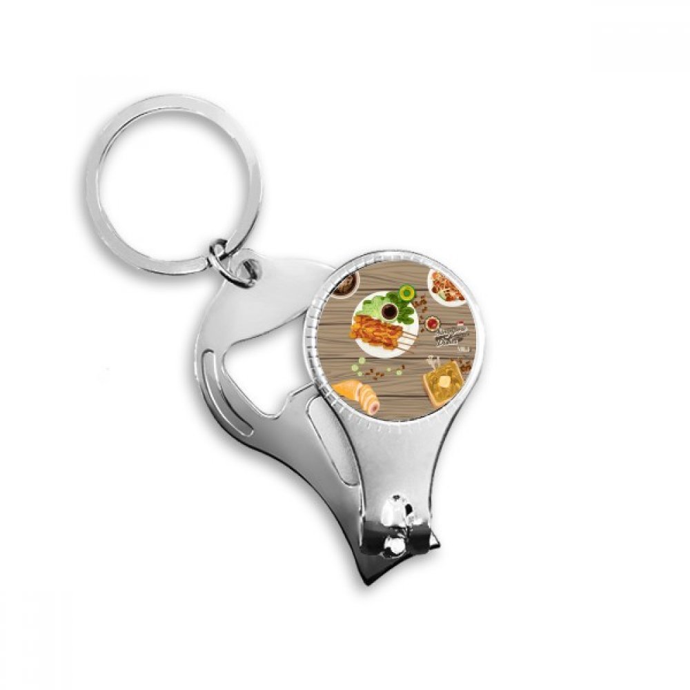 Porte-clés Singapour métal multifonction avec ouvre-bouteille et coupe-ongles voiture