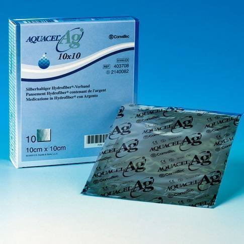 Convatec 99XX0387 Aquacel Ag Hydrofiber Dressing, 10cm x 10cm, Pack of 10