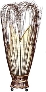 Present Company | Small Fabric Cream Floor Or Table Lamp Tulip Shape Coconut Grass Hand Crafted and Fairly Traded from Bali | Bohemian, Hippie Decor, Colourful Home